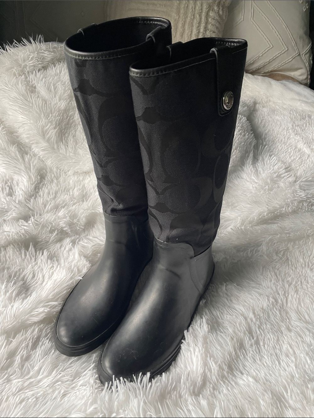 Rain Coach Black Knee-High  Boots